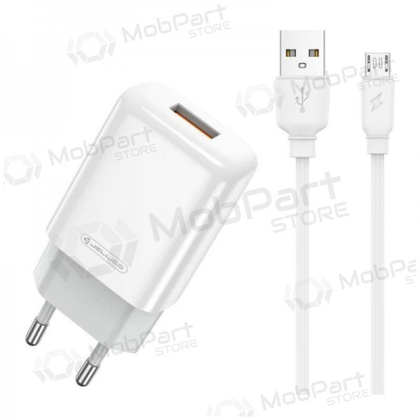 Carregador buitinis Jellico EU01 2.4A USB + MicroUSB branco