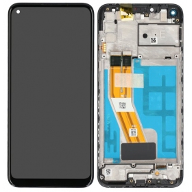Ekranas Samsung M115 M11 2020 su lietimui jautriu stikliuku e rėmeliu Black original