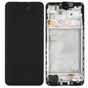 Ekranas Samsung A166 A16 5G su lietimui jautriu stikliuku e rėmeliu Black original (service pack)
