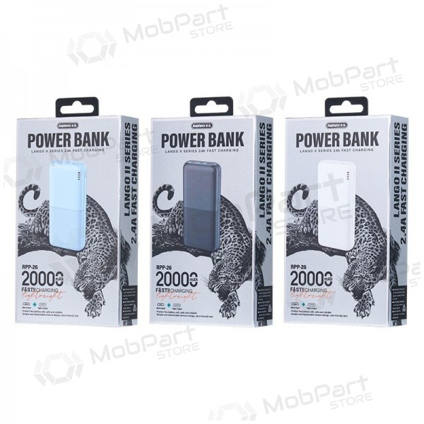 Bateria externa Power Bank Remax RPP-26 12W 20000mAh preto