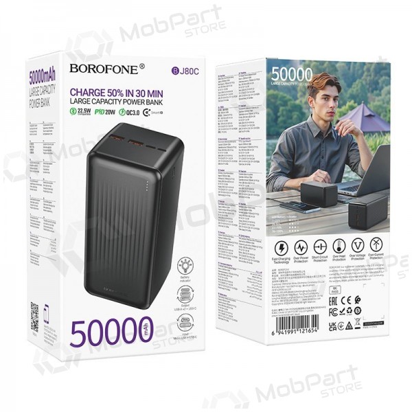 Bateria externa Power Bank Borofone BJ80C 22.5W 50000mAh preto