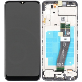 Ekranas Samsung A037G A03s 2021 (big size Europe vers.) su lietimui jautriu stikliuku e rėmeliu Black original