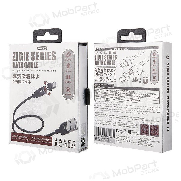 USB cabo REMAX Magnetic lightning 1.2m (3A) (preto)
