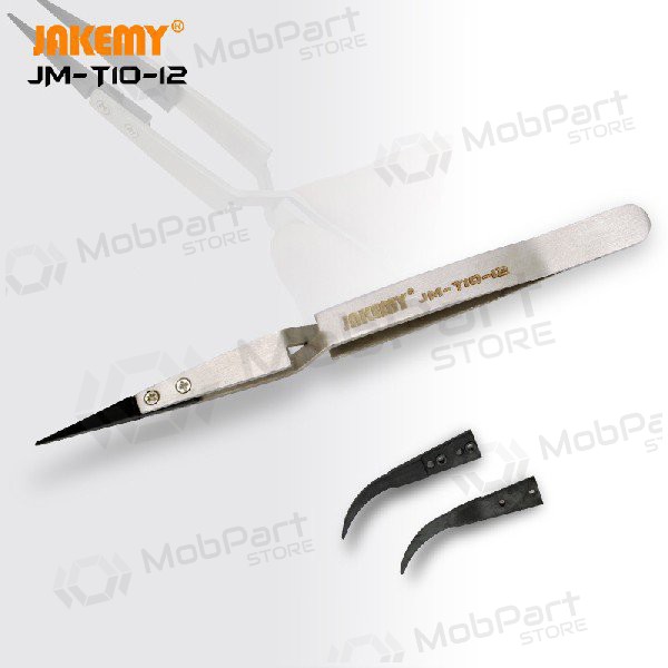 Pinça antiestática de metal Jakemy JM-T10-12 ESD (replaceable head)