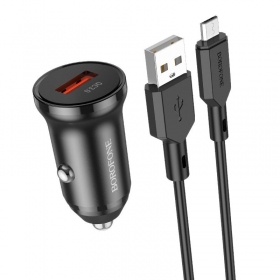 Carregador automobilinis Borofone BZ18 Quick Charge 3.0 18W + MicroUSB (preto)