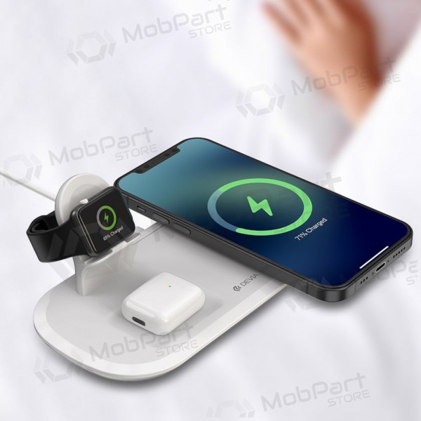 Carregador sem fio Devia 3in1 Smart Phone, Apple Watch, Airpods (branco)