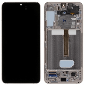 Ekranas Samsung S906 S22 Plus su lietimui jautriu stikliuku e rėmeliu Pink Gold original (service pack)