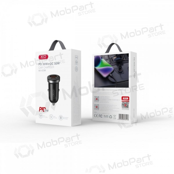 Carregador automotivo XO CC56 30 W USB-C + USB-A PD QC preto