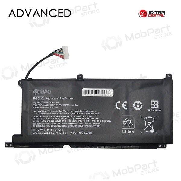 HP PG03XL, 4150mAh bateria do portátil, Advanced HP PG03XL, 4150mAh bateria do portátil, Advanced