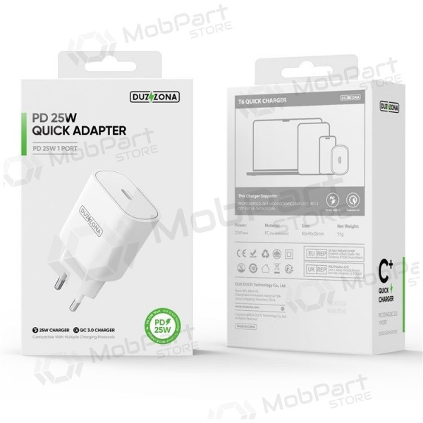 Carregador buitinis DUZZONA T6 PD25W Type-C branco
