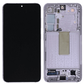 Ekranas Samsung S911 S23 5G su lietimui jautriu stikliuku e rėmeliu Lavender original (service pack)