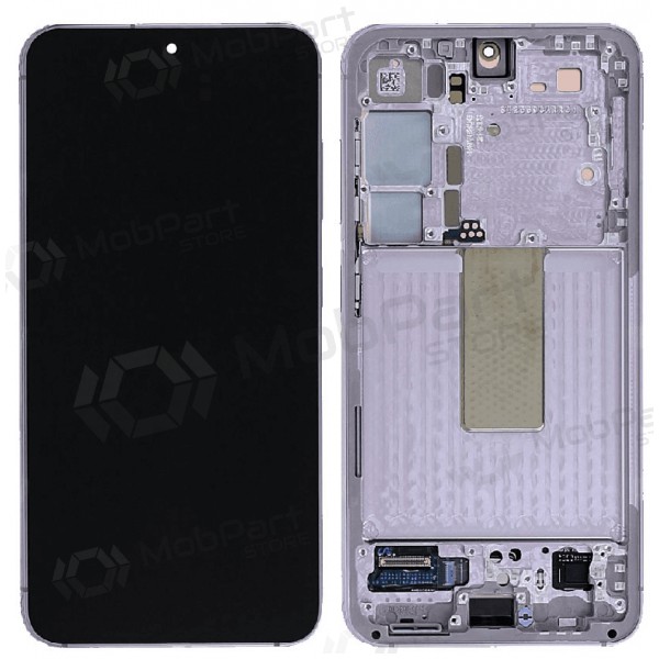 Ekranas Samsung S911 S23 5G su lietimui jautriu stikliuku e rėmeliu Lavender original (service pack)