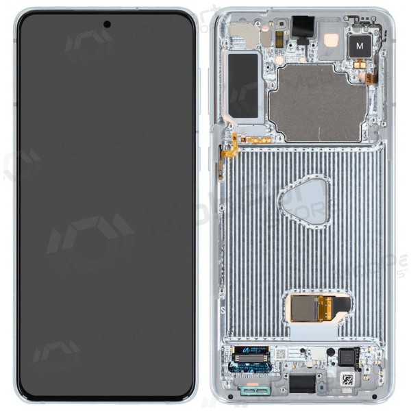 Ekranas Samsung G996 S21 Plus su lietimui jautriu stikliuku e rėmeliu Phantom Silver original (service pack)