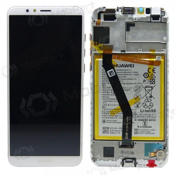 Huawei Y6 2018 / Y6 Prime 2018 ecrã (branco) (com moldura e bateria) (service pack) (original) Huawei Y6 2018 / Y6 Prime 2018 ecrã (branco) (com moldura e bateria) (service pack) (original)
