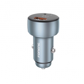 Carregador automotivo Foneng C18 48 W USB-C + USB-A cinza