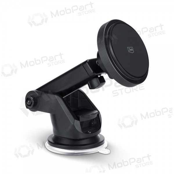 Suporte de telefone para carro com carregamento sem fios 3MK Car MagCharger 15 W no painel de bordo.