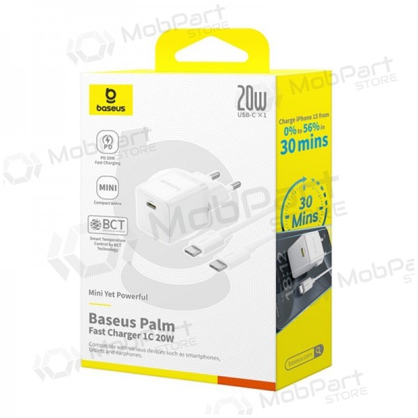 Carregador Baseus Palm 20W USB-C + USB-C to USB-C cable 1.0m branco P10111602213-01