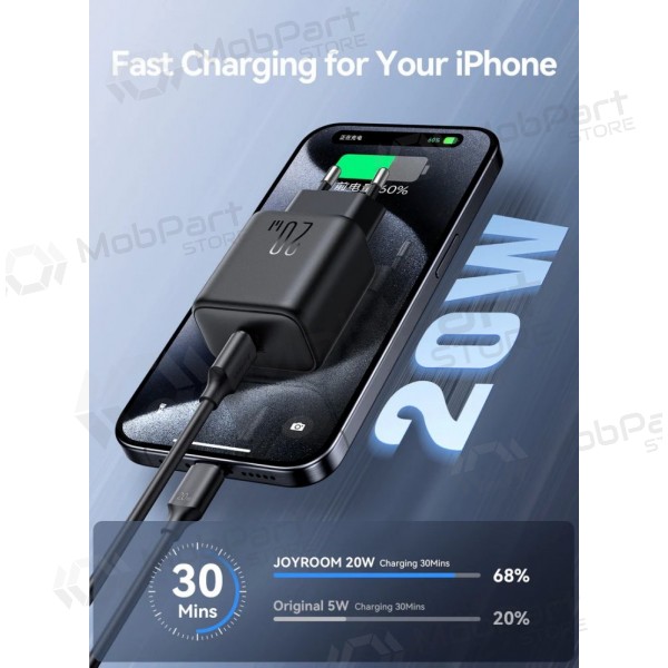 Carregador Joyroom JR-TCF20 USB-C PD20W + USB-C to USB-C cable 1.0m branco