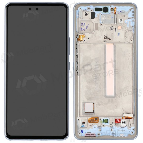 Ekranas Samsung A536 A53 5G 2022 su lietimui jautriu stikliuku e rėmeliu Awesome Blue OLED (real size)
