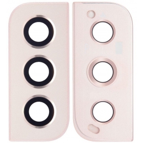 Samsung S906 Galaxy S22 Plus lente vidro da câmera (rosa / dourado) (com moldura)