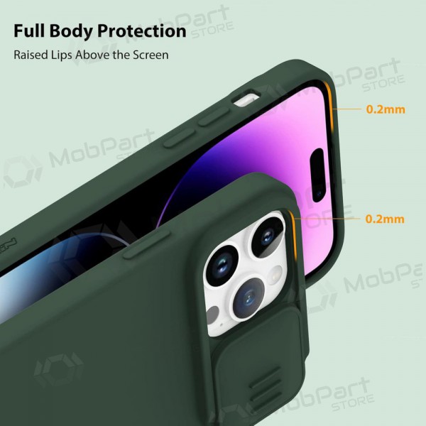 Apple iPhone 15 Pro capa „Nillkin Silicone“ (verde escuro)