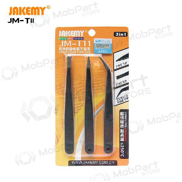 Pinça antiestática de metal Jakemy JM-T11 ESD (3unidade )