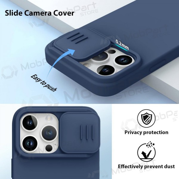Apple iPhone 15 capa „Nillkin Silicone“ (azul escuro)