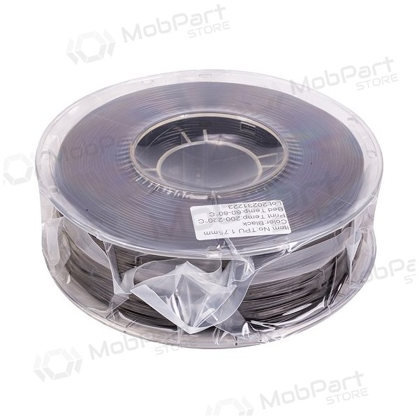 3D spausdinimo plastikas TPU, 1.75mm, 1kg, preto 3D spausdinimo plastikas TPU, 1.75mm, 1kg, preto