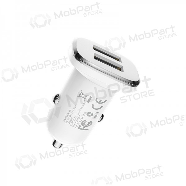 Carregador automobilinis Borofone BZ12 x 2 USB (2.4A) (branco)