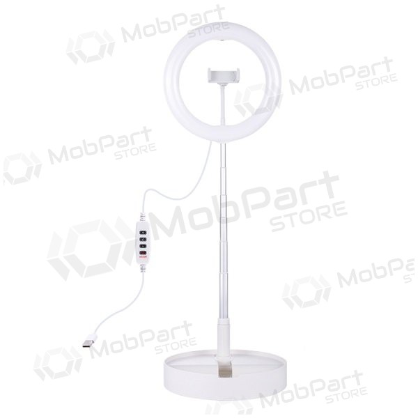 LED žiedinė lâmpada 26cm, su stovu iki 138cm, su telefono laikikliu, USB LED žiedinė lâmpada 26cm, su stovu iki 138cm, su telefono laikikliu, USB