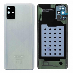 Samsung A715 Galaxy A71 2020 tampa traseira da bateria prata (Prism Crush Silver) (usado grade C, original)