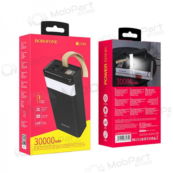 Bateria externa Power Bank Borofone BJ18A 2xUSB 2A 30000mAh preto
