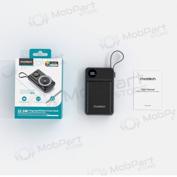 Bateria externa Power Bank Choetech B696 15W Magsafe 20000mAh preto
