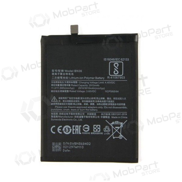 Xiaomi Redmi Mi A2 / Mi 6X bateria / acumulador (BN36) (3010mAh) Xiaomi Redmi Mi A2 / Mi 6X bateria / acumulador (BN36) (3010mAh)