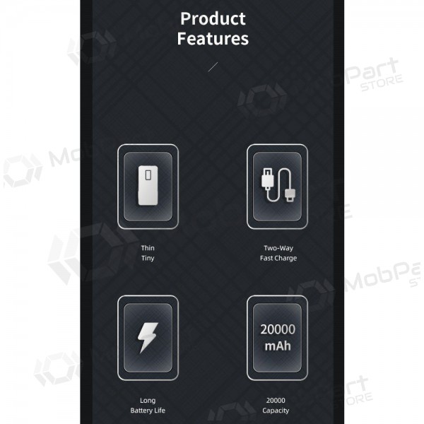 Bateria externa Power Bank Awei P6K 5V/2.1A 20000mAh preto