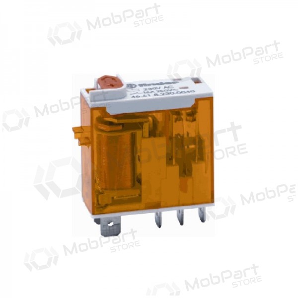 Relė 1 grupė 46 serijos Finder 466180240054 (24V AC, 16A/250VAC, TEST mygtukas, LED indikacija)