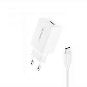 Carregador de telefone Foneng K210 10 W USB-A USB-C branco.