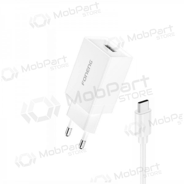 Carregador de telefone Foneng K210 10 W USB-A USB-C branco.