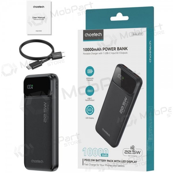 Bateria externa Power Bank Choetech B728 22.5W 10000mAh preto Bateria externa Power Bank Choetech B728 22.5W 10000mAh preto