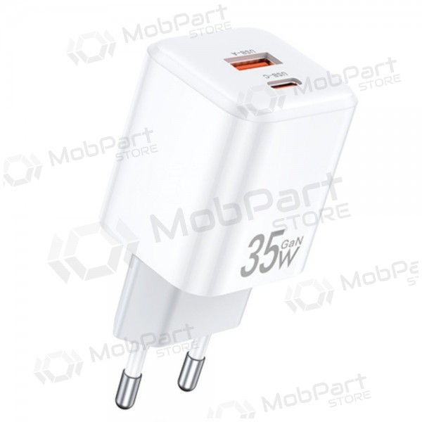 Carregador Awei PD66-EU GaN 35W USB-A/USB-C branco