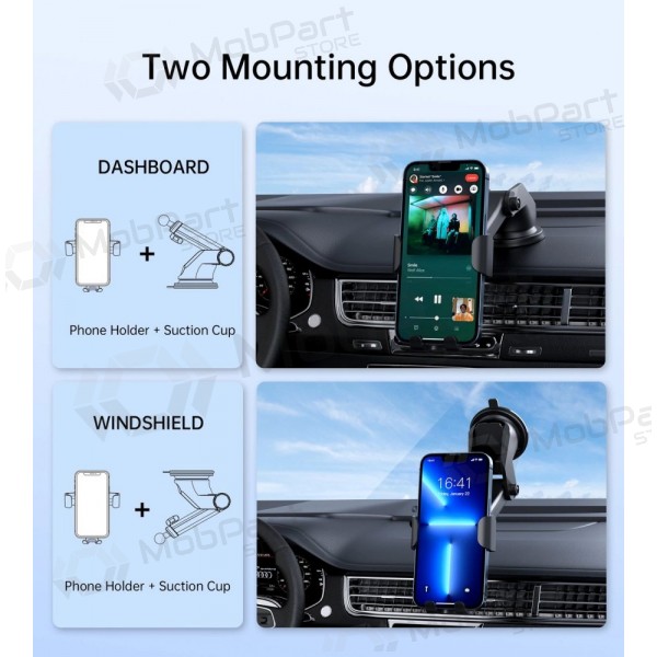 Automobilinis laikiklis-carregador Choetech T203-F 15W Gravity Car Charger Holder preto