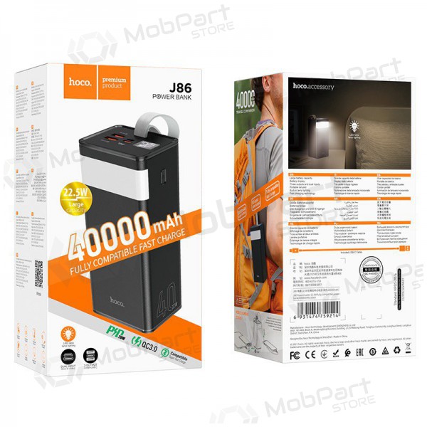 Bateria externa Power Bank Hoco J86 22.5W Quick Charge 3.0 40000mAh preto