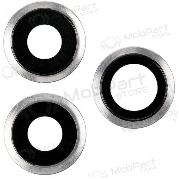 Apple iPhone 11 Pro / 11 Pro Max lente vidro da câmera (3unidade) (prata) (com moldura) Apple iPhone 11 Pro / 11 Pro Max lente vidro da câmera (3unidade) (prata) (com moldura)