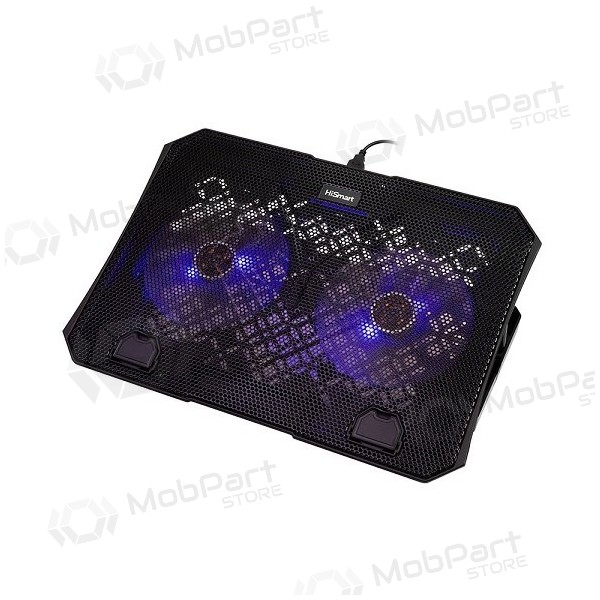 Nešiojamojo kompiuterio aušinimo stovas HISMART, su 2 LED ventiliatoriais, 5 padėčių Nešiojamojo kompiuterio aušinimo stovas HISMART, su 2 LED ventiliatoriais, 5 padėčių