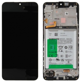 Ekranas Samsung A166 A16 5G su lietimui jautriu stikliuku e rėmeliu e bateria Black original (service pack)
