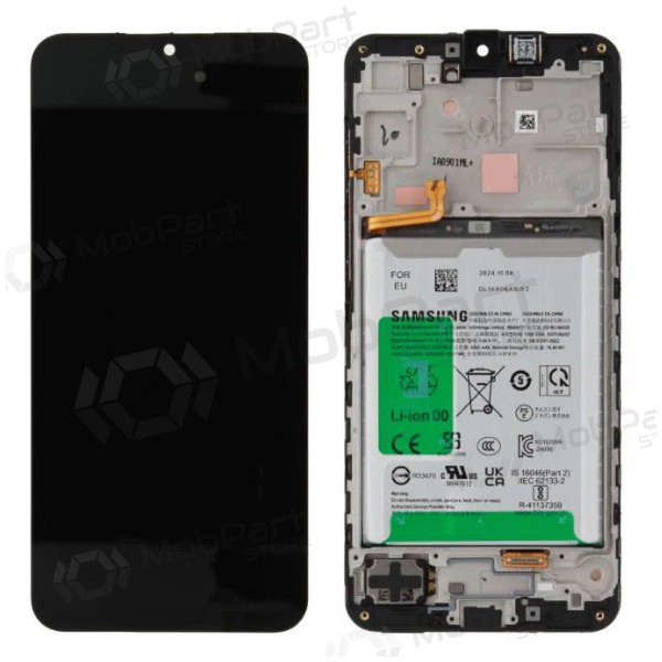 Ekranas Samsung A166 A16 5G su lietimui jautriu stikliuku e rėmeliu e bateria Black original (service pack)
