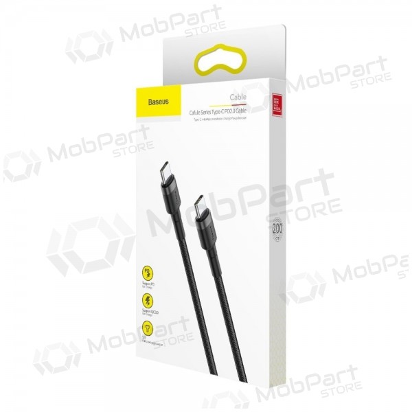 USB cabo Baseus Cafule PD60W Type-C 2.0m cinza-preto CATKLF-HG1