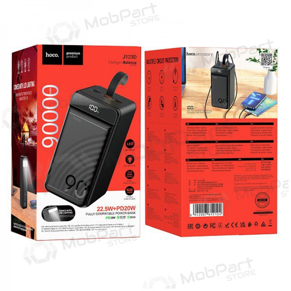 Bateria externa Power Bank Hoco J123D 22.5W+PD20W 90000mAh preto Bateria externa Power Bank Hoco J123D 22.5W+PD20W 90000mAh preto