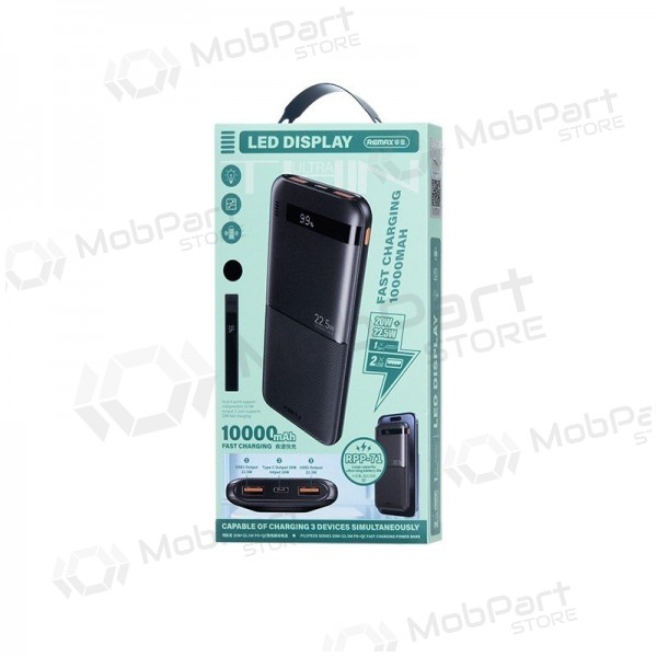 Bateria externa Power Bank Remax RPP-71 22.5W 10000mAh preto