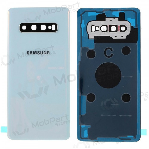 Samsung G975 Galaxy S10 Plus tampa traseira da bateria branco (Prism White) (usado grade B, original) Samsung G975 Galaxy S10 Plus tampa traseira da bateria branco (Prism White) (usado grade B, original)